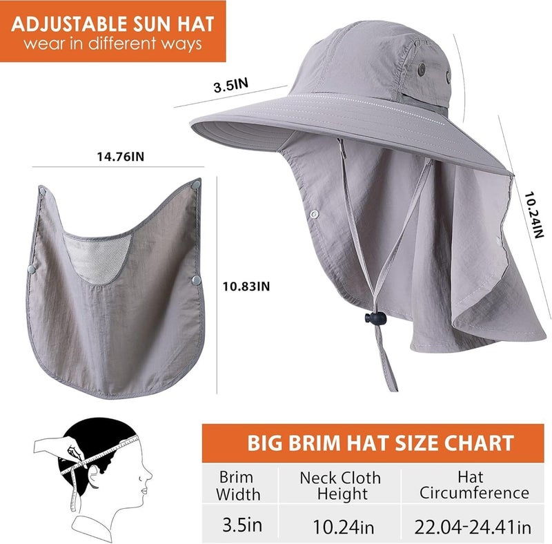 HEEHIPOO Store Mens Women Fishing Hat UPF 50+ Wide Brim Sun Hat with Face Cover & Neck Flap - Image 2